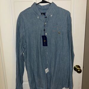 Ralph Lauren Men's Casual Blue Button Down Shirt